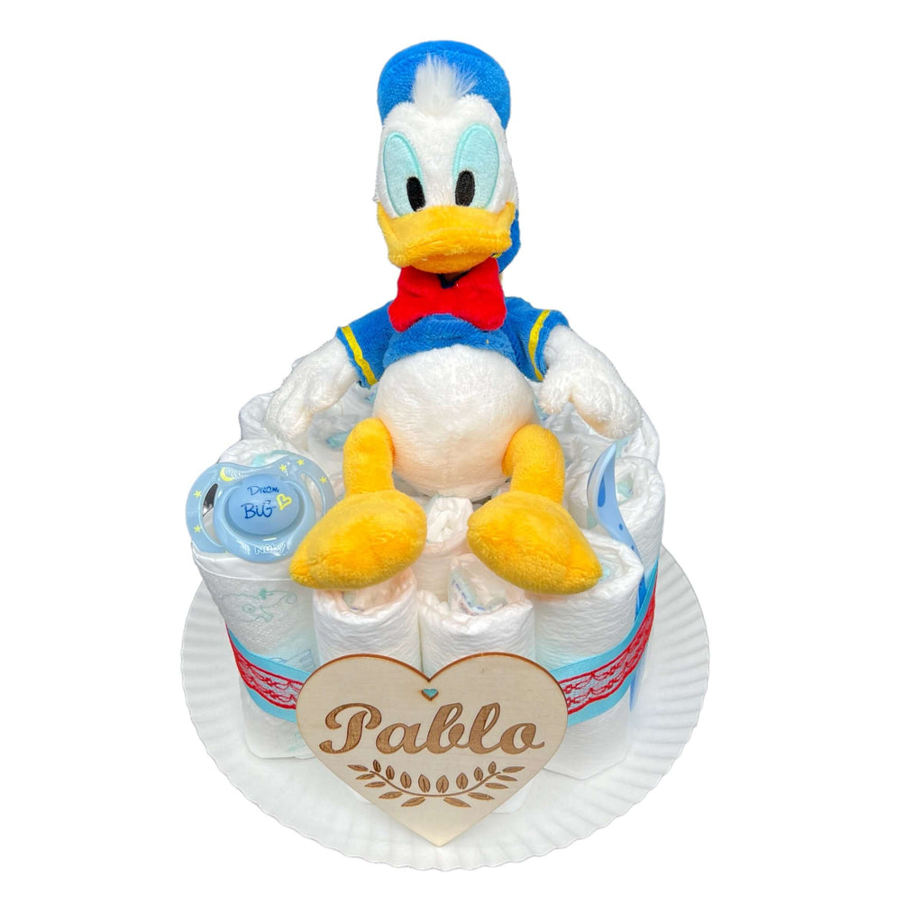 Tarta de pañales Pato Donald